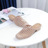 Niulatu Women's Sandals Beach Shoes Slippers Hollow Out Mid Heels Korea Style Footwear Antiskid Platform Shoes Zapatos De Mujer DJSE