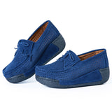 Niulatu Women Casual Shoes Genuine Leather Holes Platform Women Sneakers Shoes Cutout Suede Slip On Shoes Woman WSH3351 DJSE