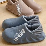 Niulatu Waterproof Non-Slip Home Slippers Men Cotton Shoe EVA Slippers Winter Warm Indoor Ladies Soft Couples Platform Shoes Zapatos DJSE