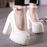 Niulatu Women's High Heels Fashion Round Toe Chunky Heel Mary Jane Shoes Platform Waterproof Buckle Casual Shoes Sapato Salto Alto DJSE