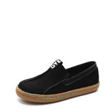 Niulatu stitching shoe covers, faux leather loafers, flat-bottomed casual spring round-toed single shoes, tendon bottom DJSE