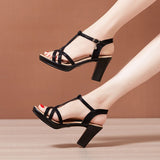 Niulatu Sexy High Heels Ladies Summer Dress Shoes For Women Female Leather Platform Wedge Heel Elegant Sandal 32 35 36 37 43 DJSE