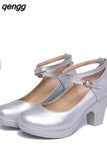 Niulatu Women Pumps With High Heels For Ladies Work Shoes Dancing Platform Pumps Women Genuine Leather Shoes Mary Janes DJSE