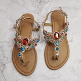 Niulatu Shiny Diamond Buckle Flat Bottom Large Size 36-42 Women Sandals Gladiator Female Summer Shoes Black Gold Footwear DJSE