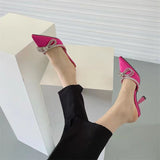 Niulatu Sandals Summer 2025 New Pointed Toe Stiletto Black Sexy Ladies Sandals Rhinestone Sequins Big Size Slippers shoe woman DJSE
