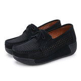 Niulatu Women Casual Shoes Genuine Leather Holes Platform Women Sneakers Shoes Cutout Suede Slip On Shoes Woman WSH3351 DJSE