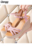 Niulatu Peep Toe Women'S Heel Summer Shoes Female Wedge Heel Woman Sandals Platform Size 33 34 35 36 37 38 39 40 41 42 DJSE