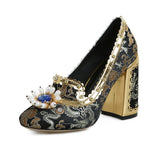 Niulatu Women's Retro Rhinestone Pearl Pumps 2025 new Super High Heels Vintage Wedding Party Shoes Size 43 blue black FT1881 DJSE