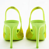 Niulatu female 2025 new summer red stiletto pointed high heels fashion rhinestone bright single shoes women sandals DJSE