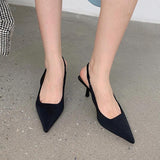 Niulatu Women Summer Shoes 2025 New Fashion Pointed Toe Stiletto Medium Heel High Heels Women Back Empty Toe Sandals Green Women's Shoes DJSE