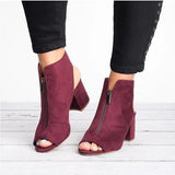 Niulatu Sandals Ladies Shoes Gladiator Casual Peep Toe Antiskid Bottom Zipper Med Thick Heels Wedding Sandalias Mujer 6299W DJSE
