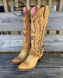 Niulatu Boots For Women Cowboy Cow Girls Big Size 46 Pointed Toe Chunky Heel Knee High Boots Rivet Fashion Shoes DJSE