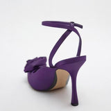 Niulatu Floral Pumps with Pointed Toe and Stiletto Slingback Strap Chunky Heels Party Prom Shoes Women DJSE