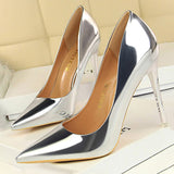 Niulatu Shoes Woman Pumps Patent Leather High Heels Shoes Women Basic Pump Wedding Shoes Female Stiletto Women Heel Plus Size 43 DJSE