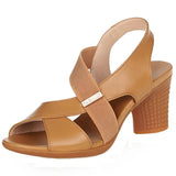 Niulatu Women Summer Sandals Platform Round Mid Heel Back Strap Peep Toe Pu Leather Beach Casual Fashion Shoes Ladies Female Whosale DJSE