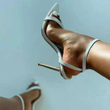 Niulatu Ankle Strap Green Women's High Heels 11CM Sandals Pointed Toe Female Party Shoes Sandalias De Mujer DJSE