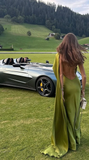 Niulatu Green Backless Party Dress Sexy Long Prom Dress Evening Gown HZ1007
