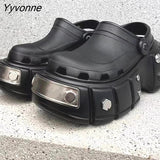 Niulatu punk metal rivets Sandals Women Slippers Platform Sandals Outdoor Clogs Thick Street Beach Slippers Flip Flops Garden Shoes DJSE