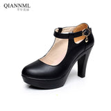 Niulatu Quality Women's Genuine Leather Shoes Platform 2025 Mary Jane Block High Heels Pumps Office Work Mom Shoe Dance DJSE