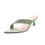 Niulatu Women Yellow Green Beige Pumps Sandals For Ladies Sexy Mules High Heels Slip-on Slippers Slides Shoes New 2025 DJSE