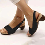 Niulatu Toe Flip Flop Beach Women's Sandals Plus Size Women's Shoes Buckle Strap Women Shoes Thick High Heels Sandals Rear Band DJSE