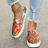 Niulatu Women 2025 Autumn Fashion Printing Canvas Shoes Women Loafers Women Plus Size Casual Flat Shoes Zapatos Para Mujer DJSE