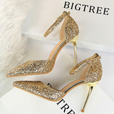 Niulatu Shoes Sexy High Heels Women Pumps Sparkle Sequins Stiletto Heels 10 Cm Party Shoes Women Heels Summer Women Sandals New DJSE