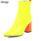 Niulatu Toe Ankle Boots For Women High Heels Boots Ladies Spring Autumn Short Boots Party Shoes Woman Plus Size Black Red DJSE