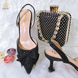 Niulatu 2025 New Arrival Italian Design Elegant Black Color Women Shoes And Bag Set For Party High Quality Lady Occasion Shoes DJSE
