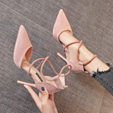 Niulatu Women's Dress Classy High Heels Women 2025 Spring and Autumn New Pointed Toe Stiletto Sandals Buckle Strap Internet Hot Shoes DJSE