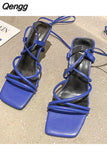 Niulatu Female Shoe Espadrilles Platform High Heels Open Toe Cross All-Match Cross-Shoes New Girls Stiletto Lacquered DJSE