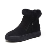 Niulatu Women's Winter Ankle Boots Female Zipper Flock Platform Snow Boot Ladies Plush Sneakers Casual Flat Warm Shoes Woman Footwear DJSE