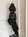 Niulatu Sheath Irregular Hem Black Homecoming Dresses Short Lace Birthday Outfits SD272