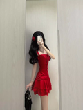 Niulatu A line Straps Short Red Cocktail Dresses Birthday Outfits SD546
