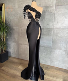 Niulatu Evening Dresses One Shoulder Evening Dresses Black Prom Dresses HZ1007
