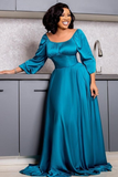 Niulatu Pure Color A-line Long Sleeves Evening Dress HZ1007