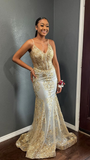 Niulatu Embroidered Corset Style Gold Mermaid Evening Dress HZ1007