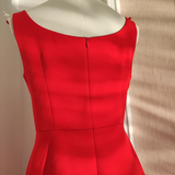 Niulatu A line Scoop Neckline Red Travel Vacation Dresses Satin Birthday Dress SD327