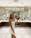 Niulatu White Strapless Long Evening Dress White Formal Gown HZ1007