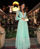 Niulatu V Neck Long Sleeves Evening Dress Fashion Evening Gown HZ1007