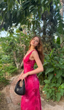 Niulatu Deep V Neck Print Floral Evening Dress Prom Gown HZ1007