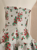 Niulatu A line Strapless Sleeveless Red Floral Party Dress Short Birthday Dresses SD352