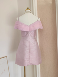 Niulatu A Line Spaghetti Straps Pink Ruffles Vacation Dresses Short Sequin Birthday Outfits SD335