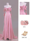 Niulatu A Line Sweetheart Pink Satin Long Prom Dress Evening Dress Formal Dress SD1820