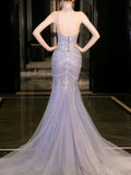 Niulatu Mermaid Off The Shoulder Blue Tulle Silver Beads Long Prom Dresses Formal Evening Dress SD1498