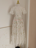 Niulatu A line V Neckline Lace Tulle Floral Dinner Party Dresses Birthday Outfits SD390