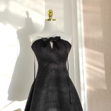 Niulatu A line Halter Black Short Homecoming Dresses Little Black Birthday Outfits SD404