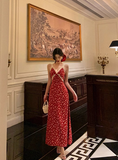 Cute A line V Neckline Red Floral Sleeveless 18th Birthday Dress Party Gown Birthday Outfits For Women HZ1214