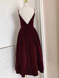 Niulatu A line Sleeveless Burgundy Velvet Party Dress Holiday Birthday Dresses For Women SD350