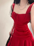Niulatu A line Straps Short Red Cocktail Dresses Birthday Outfits SD546